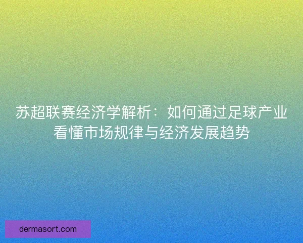 苏超联赛经济学解析:如何通过足球产业看懂市场规律与经济发展趋势 苏超联赛经济学解析:如何通过足球产业看懂市场规律与经济发展趋势